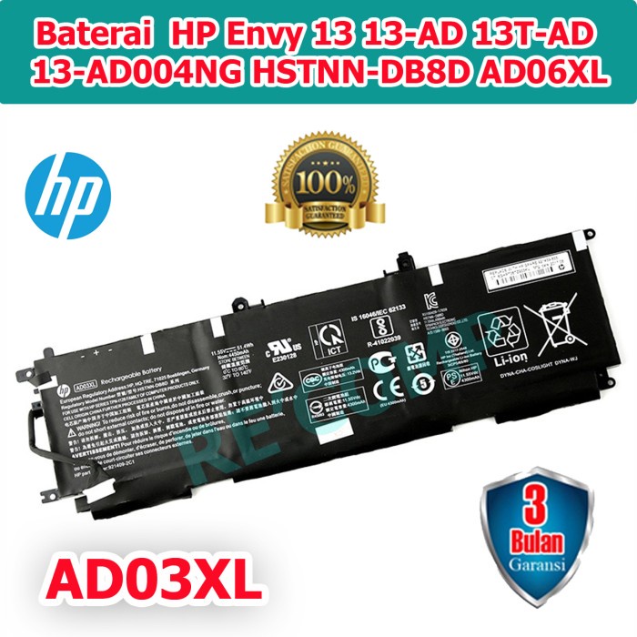 Baterai HP Envy 13 13-AD002NG 13-AD100TX 13-AD101TX 13-AD001TX AD03XL