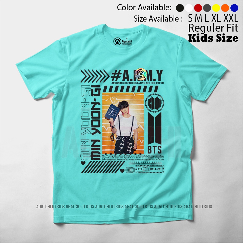 Baju Kaos Atasan Anak Perempuan Motif BTS Min Yoon - Gi / Suga