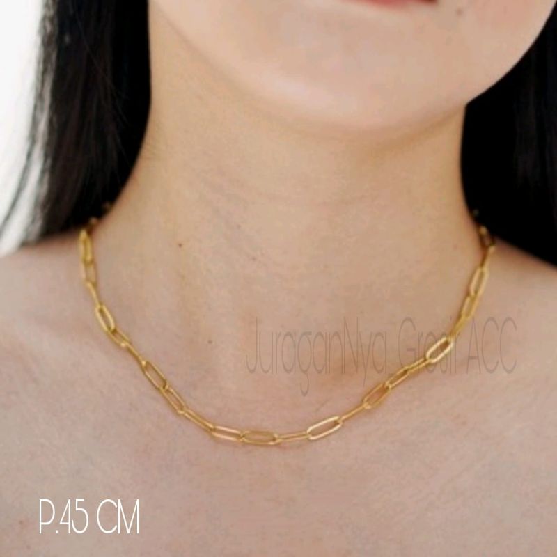 KALUNG TITANIUM MODEL TERBARU PAPERCLIP KEKINIAN MEWAH ANTI KARAT&amp;ANTI LUNTUR