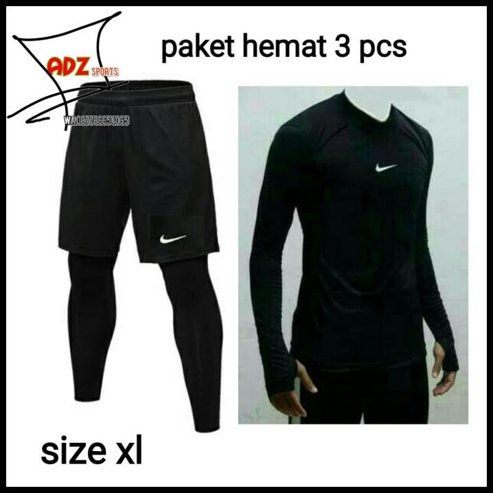 Setelan Manset Baselayer Xl Nike Hitam Celana Bola Baselayer