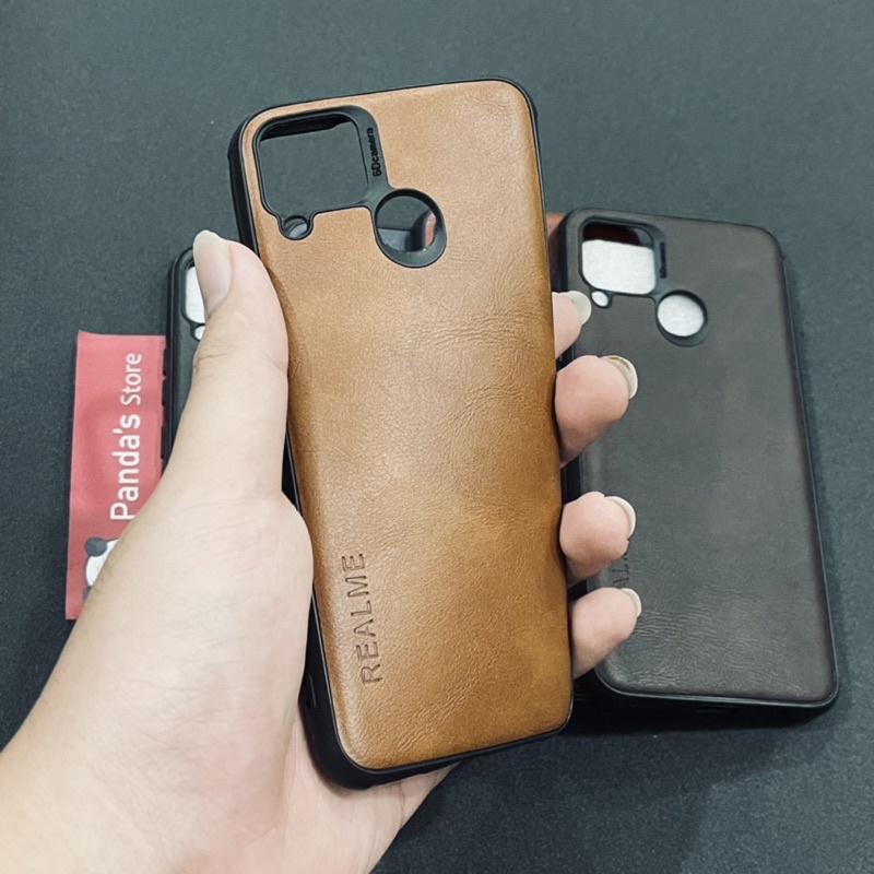 Leather Case Realme C12 / C15 Softcase Kulit Elegan Casing Slim Fit