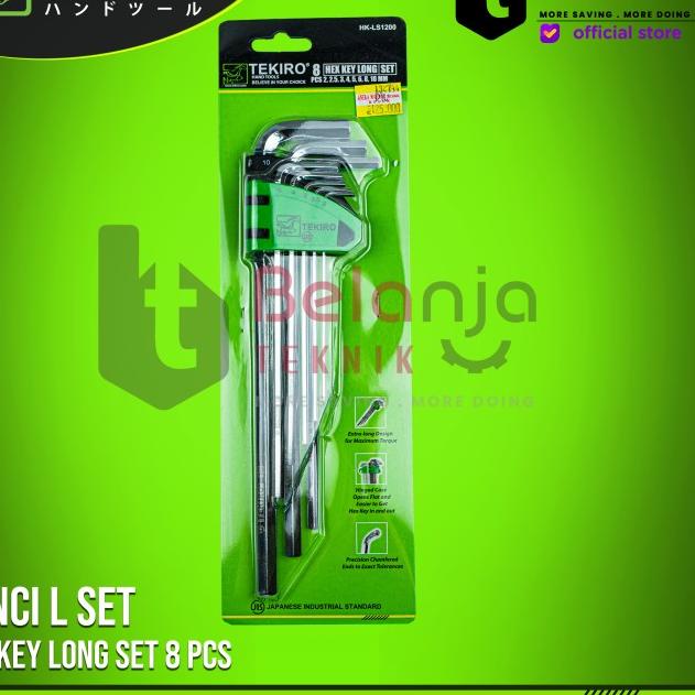 Tekiro Kunci L Set Panjang 8 PCS MM - Kunci L Set Panjang Tekiro