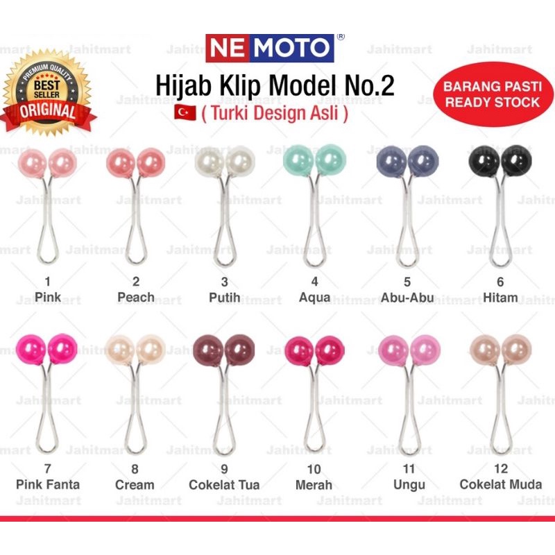 KLIP HIJAB TUSPIN PEARL MUTIARA TURKI ORIGINAL PENJEPIT JILBAB PER PCS