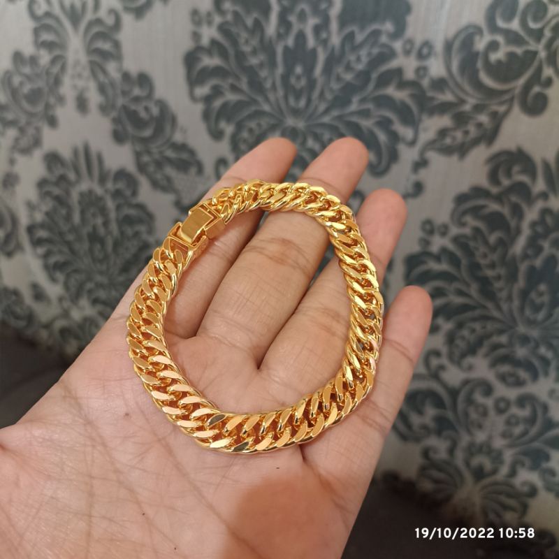 gelang pria merk yaxiya lapis emas 18k