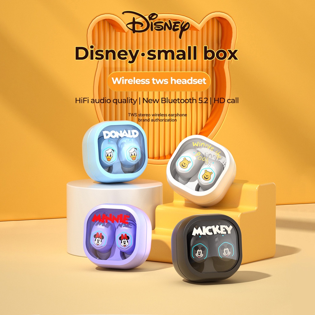 100% Ori Disney Headset Bluetooth 5.3 Kartun Mini TWS Earphone with Mikrofon  HIFI Stereo Earbuds untuk Android IOS