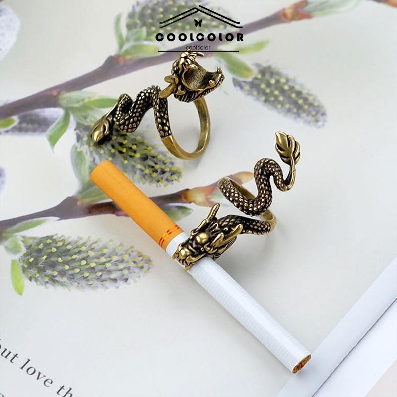 COD❤️Cincin Naga Pria Keren Emas Creative Retro Style Dragon Design Ring Holder For Gift- cl