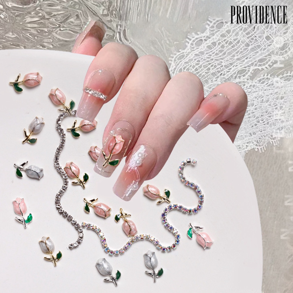 Providence 1 Pak Hiasan Kuku 3D Bentuk Bunga Tulip Bahan Resin Untuk Nail Art Wanita