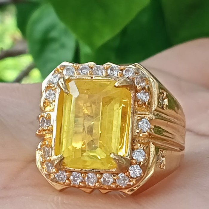 top CINCIN BATU PERMATA YELLOW SAFIR AFRIKA NATURAL - Gold, 6