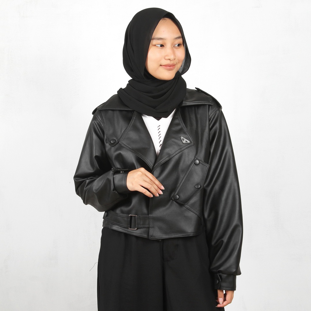 AL-Leather Jaket Kulit Wanita Blazer Luxury Korean Style Over Size