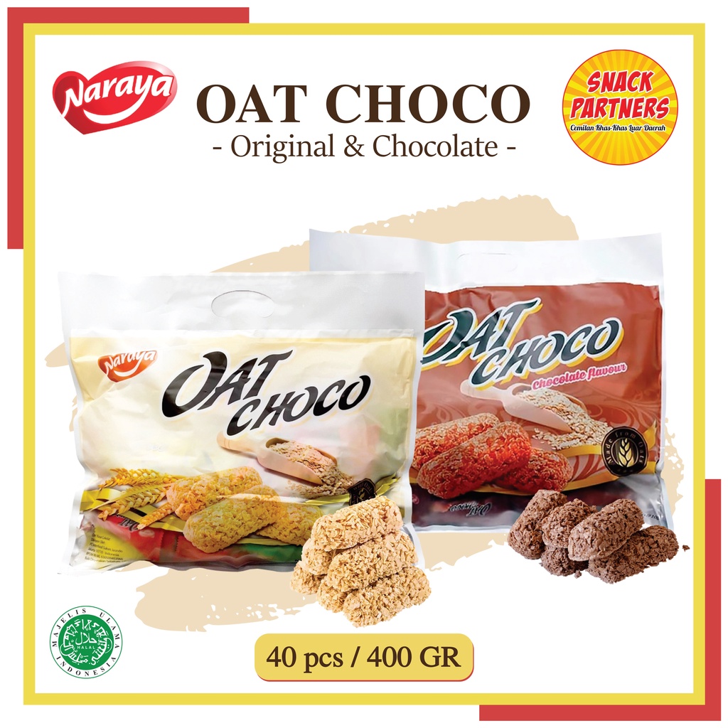 Jual NARAYA OAT CHOCO 40 pcs / 400 GR Crispy Biscuit Snack Oat Bar