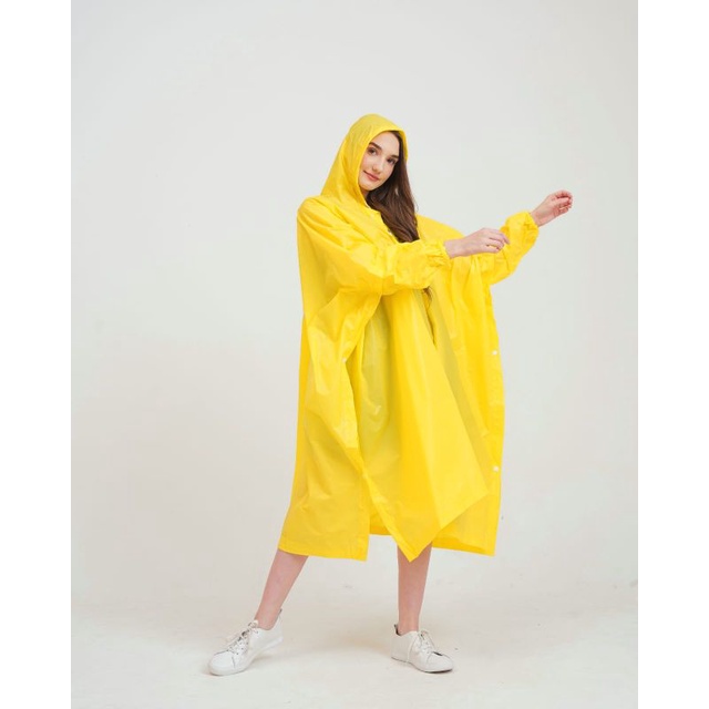 Jas Hujan Wanita Lengan Panjang Model Ponco Original BROMO Kekinian Terbaru Warna Pink Murah Bahan PVC Tebal Kuat Premium