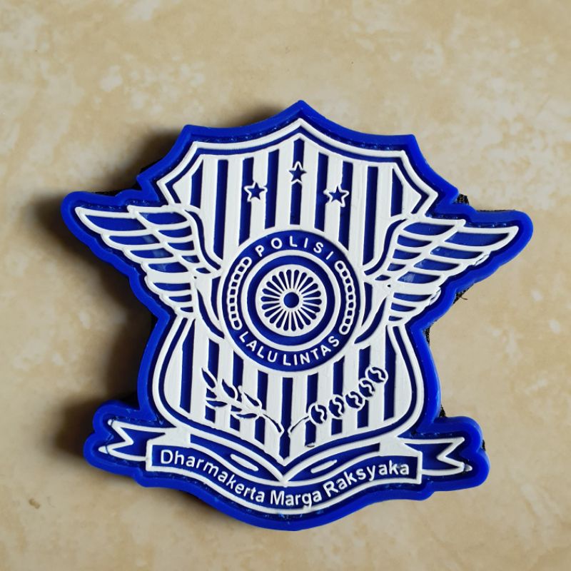 patch rubber logo lantas polri / polantas / polisi lalulintas / police / tempelan emblem karet velcro