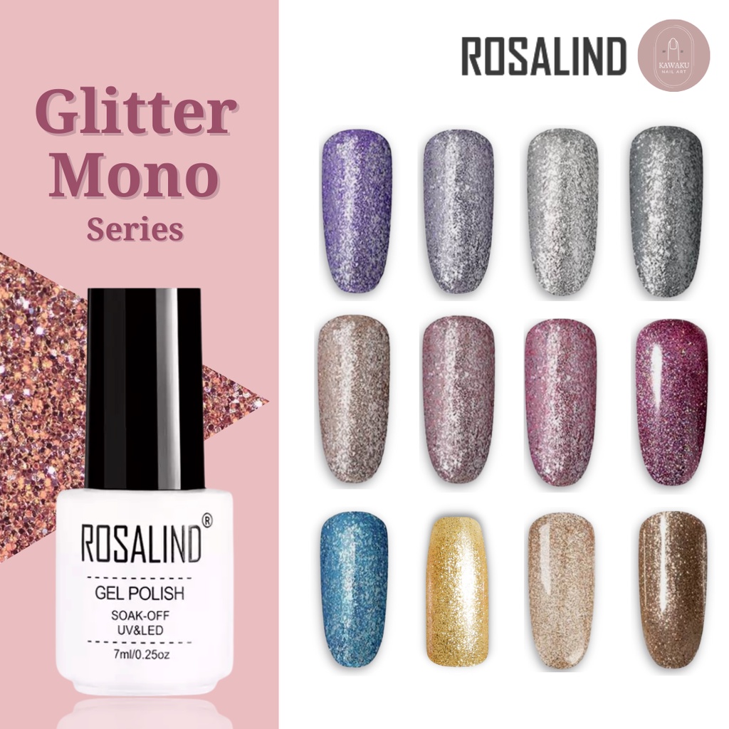 Rosalind Kutek Gel Polish UV LED Glitter Mono &amp; Rainbow