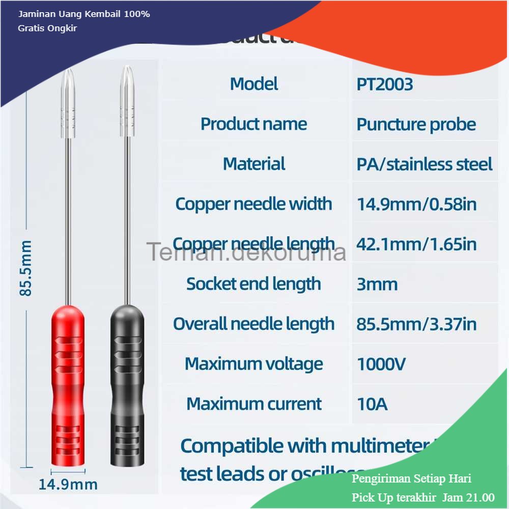 TD - PR2 ANENG Konektor Jarum Multimeter Probe Test Lead Extension 3 mm 2PCS - PT2003