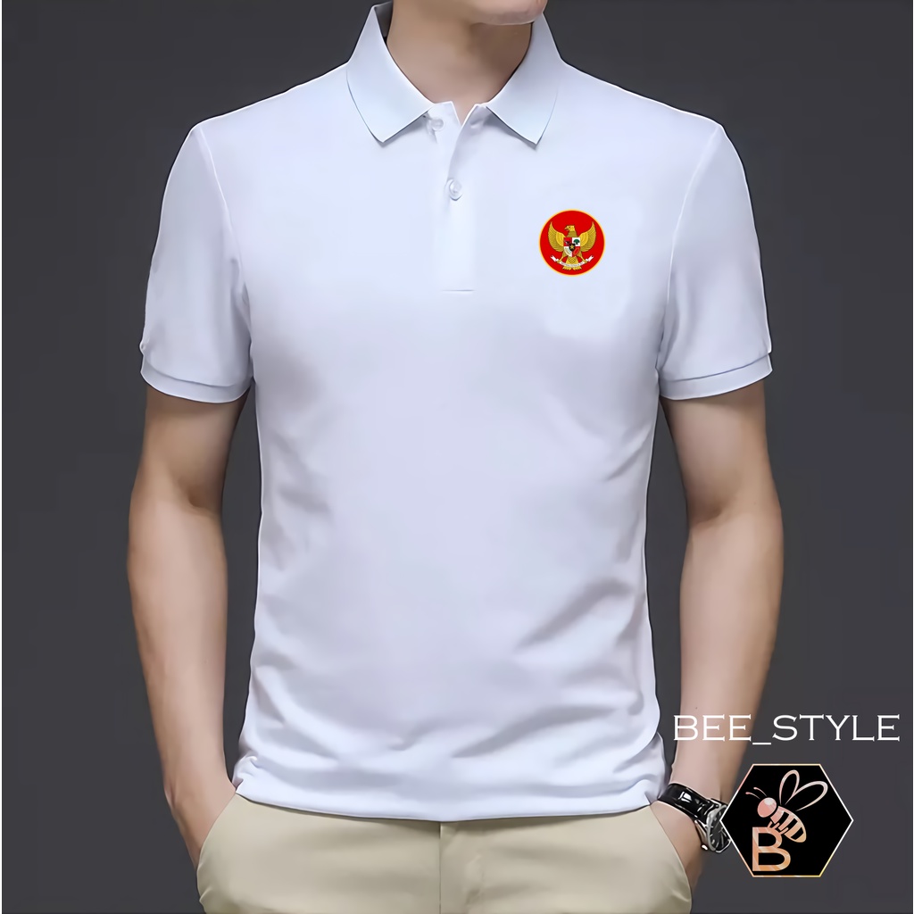 Kaos Kerah Pria Logo Garuda / Kaos Polo Garuda Merah / Kaos Pria Polo Shirt