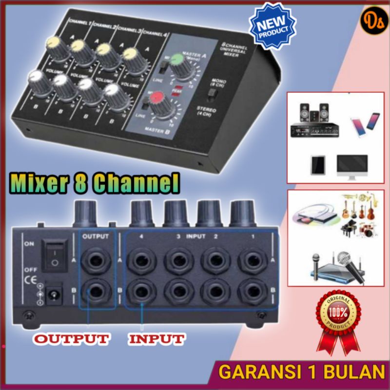 PROMO WEITESI Professional Console Karaoke Mixer 8 Channel Input Mic AM-228 7RSK0GBK