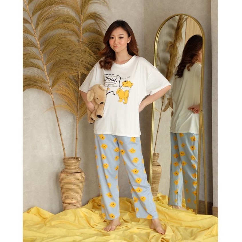 BAJU TIDUR PIYAMA IMPORT SET CELANA PANJANG MOTIF POOH 2CP-204