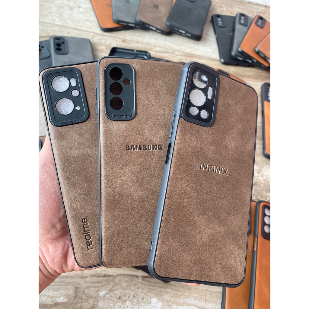 SOFT LEATHER CASE SAMSUNG GALAXY A04 A04E A04S A20 A20S A30 A30S A50 A50S  WITH LOGO EMBOSS + PROTECTOR CAMERA