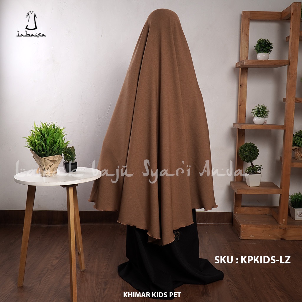 Labasa Jilbab Khimar Anak Syari Non Pet Hitam Polos &amp; Aneka Warna Ity Crepe | Bisa COD