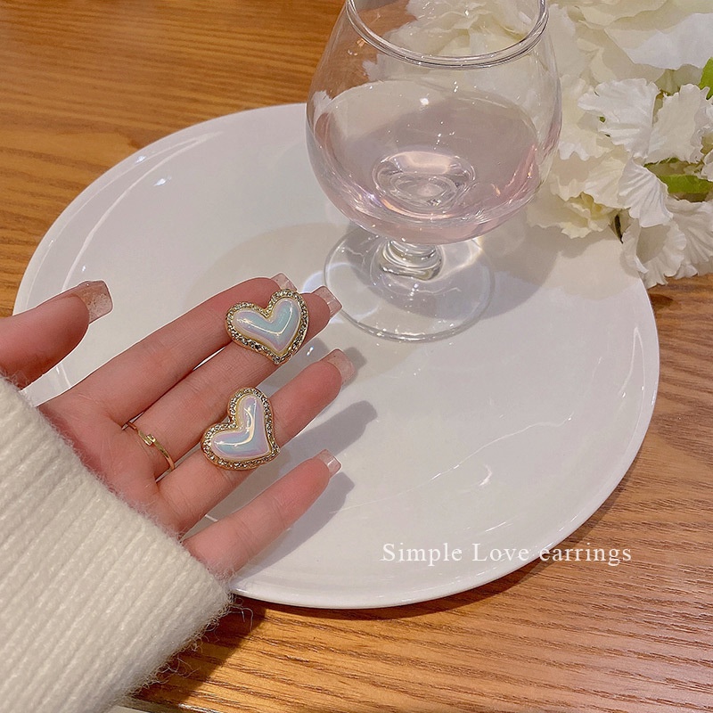 IFYOU Anting Stud Bentuk Hati Aksen Mutiara Gaya Vintage Untuk Wanita