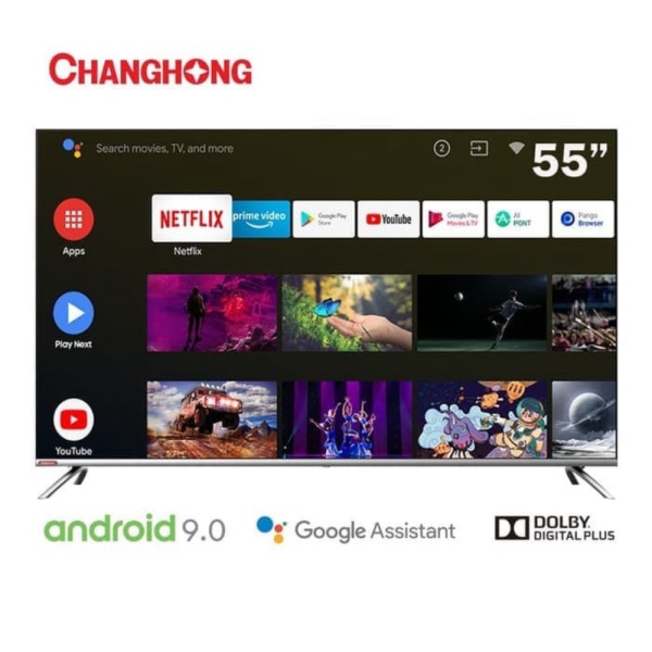 Changhong 55 Inch 55H7 4K UHD Android 9.0 Smart TV LED TV Diskon