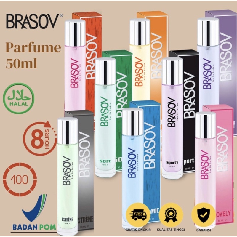 Brasov Parfum Eau De Parfum 50ml | BPOM | Halal | Minyak Wangi Tubuh 50ml