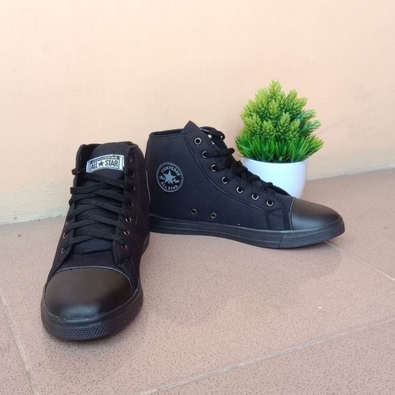 SEPATU CONVERSE ALL STAR  ANAK SIZE 31-40 WANITA / PRIA BOOTS / PENDEK WARNA HITAM POLOS / HITAM PUT