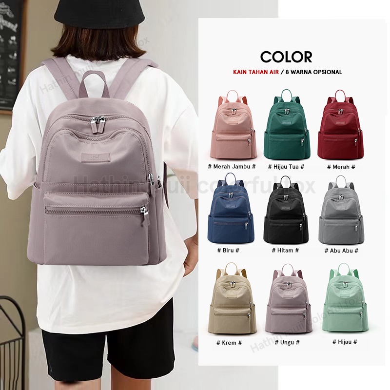 Hathin muii COLORFUL FOX laptop 0483 Backpack Tas Ransel Wanita nilon Anti Air Tas Selempang Wanita  Tas original