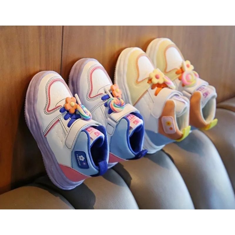 LittleShoes Sepatu Anak Boot Import CANDY SNEAKER Sepatu Sneaker Anak Motif Bunga dan Lolipop Size 21-32