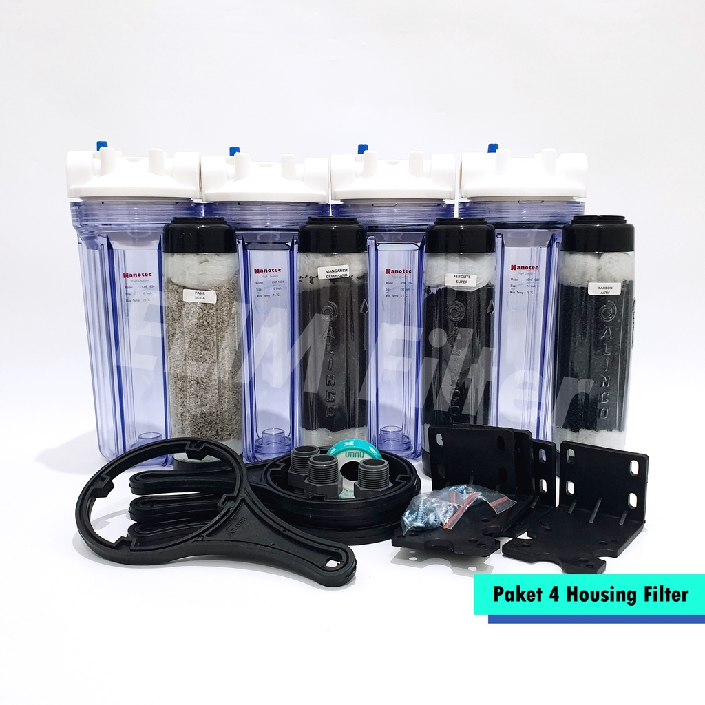 Filter Air Sumur 4 Tahap Refillable Housing Transparan untuk Air Tanah