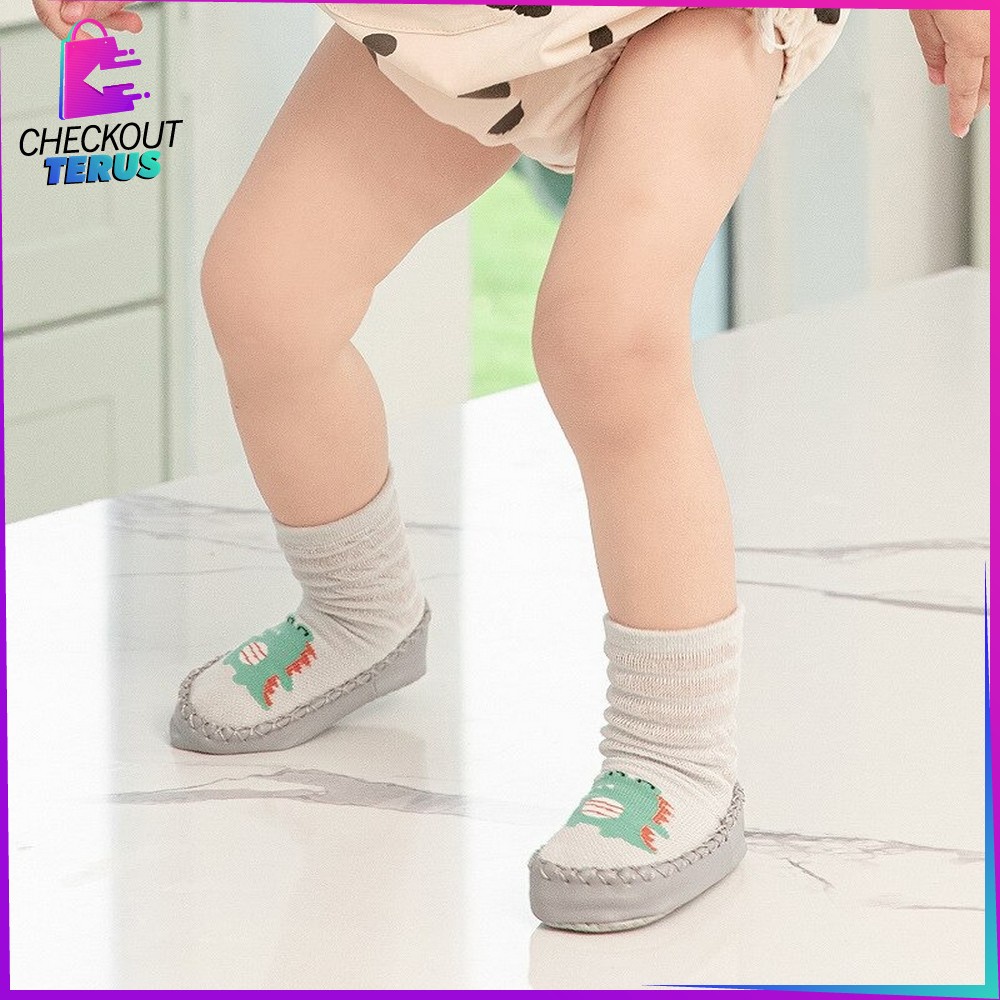 CT P379 Prewalker Bayi Motif Hewan Bahan Katun Sepatu Bayi Kaos Kaki Lantai Baby Socks Shoes Anti Slip