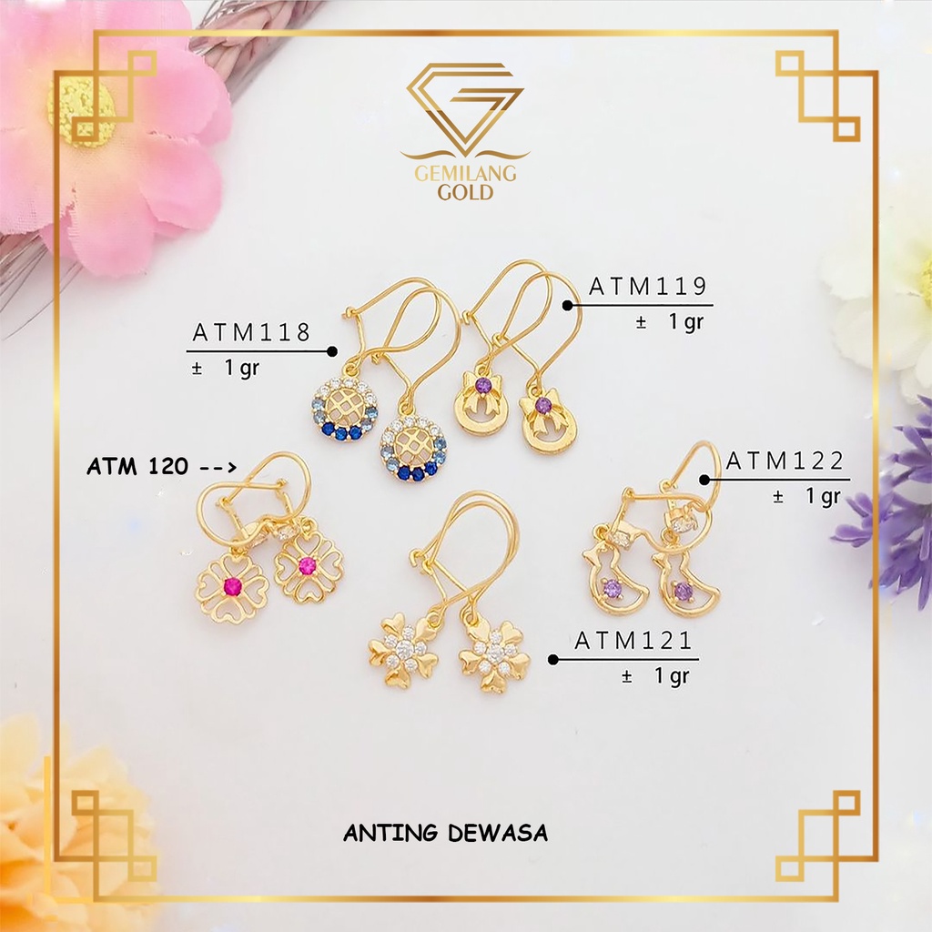 ANTING EMAS ASLI KADAR 300 (6K) & 375 (8K) MODEL BUNGA JARING JARING, PITA DAN BEBEK ANTING EMAS MUR
