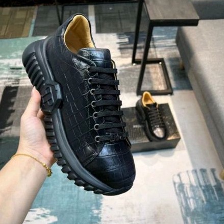 sepatu sneaker philipp plein cowok sepatu wedges pria pp mirror vip p1shoes hitam