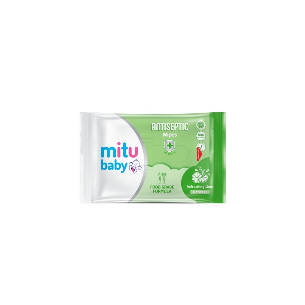 1234OS - Mitu Baby Tissue Antiseptic Refreshing dan Fresh &amp; Clean Pink Blooming Cherry - 4s - Tisu Basah Bayi