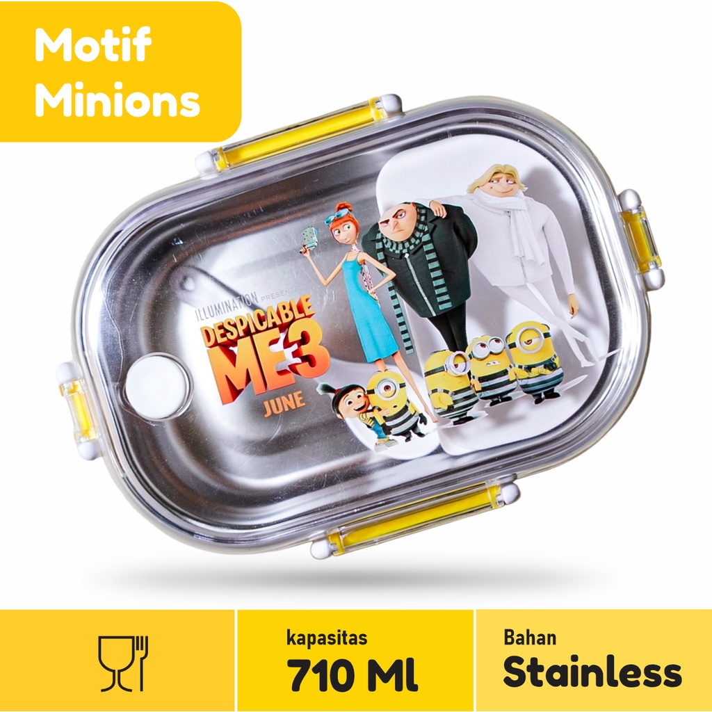 Tempat Makan Kotak Bekal Microwavable Lunch Box Kotak Makan Karakter Anak-anak Stainless PP+201