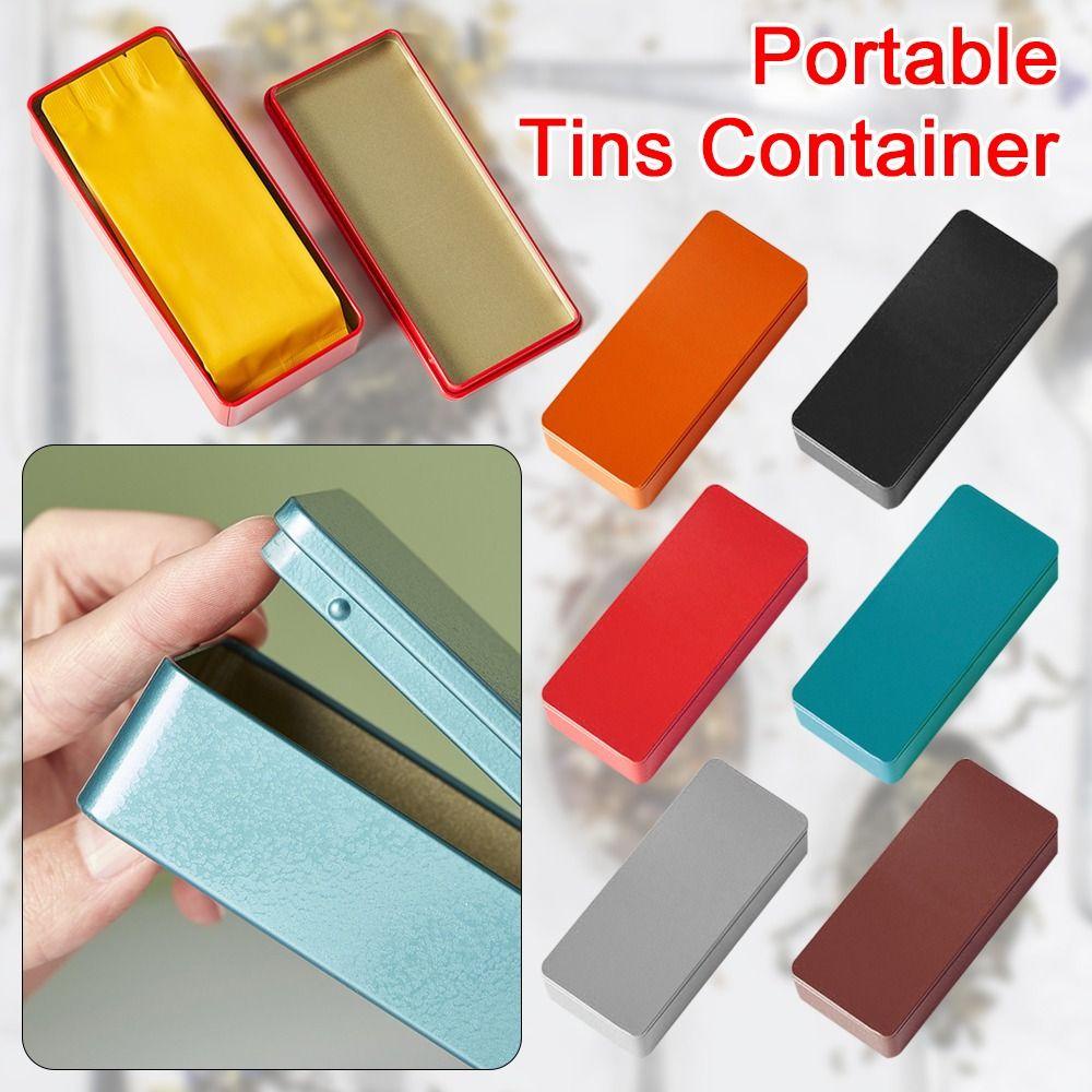 Solighter Storage Box Portable Organizer Kotak Kaleng Persegi Panjang Metal