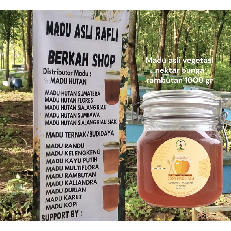 

madu asli raw honey vegetasi nektar bunga rambutan 1000 gr