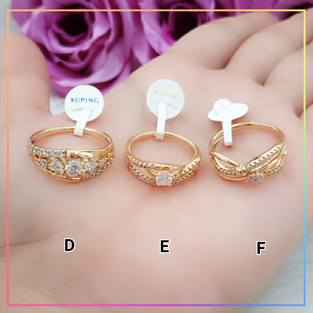 Cincin xuping cincin dewasa premium bunga permata full zirkon perhiasan wanita lapis emas gold A173