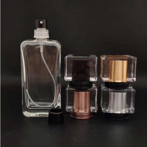 Botol Parfum V32640 50ml easypump Hitam+Tutup Crystal DOFT Perpcs