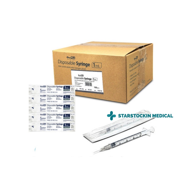 Spoit 1 ml cc Onemed Disposable Syringe Box Isi 100 pcs