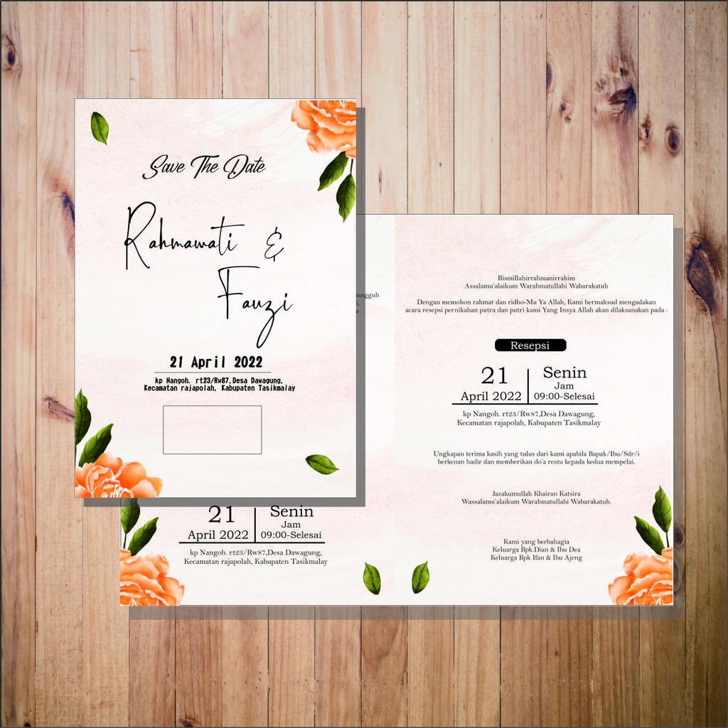 ( Undangan Tasikmalaya) Undangan Pernikahan Rustic Custom, Vintage, Cantik, ELEGAN