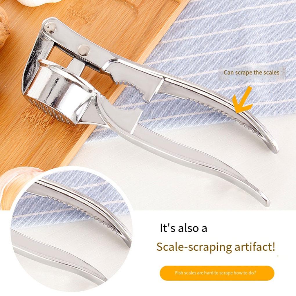 Anti Air Anti Korosi Garlic Press Penghancur Multifungsi Squeezer Masher Stainless Steel Mincer Silver Seperti Ditunjukkan