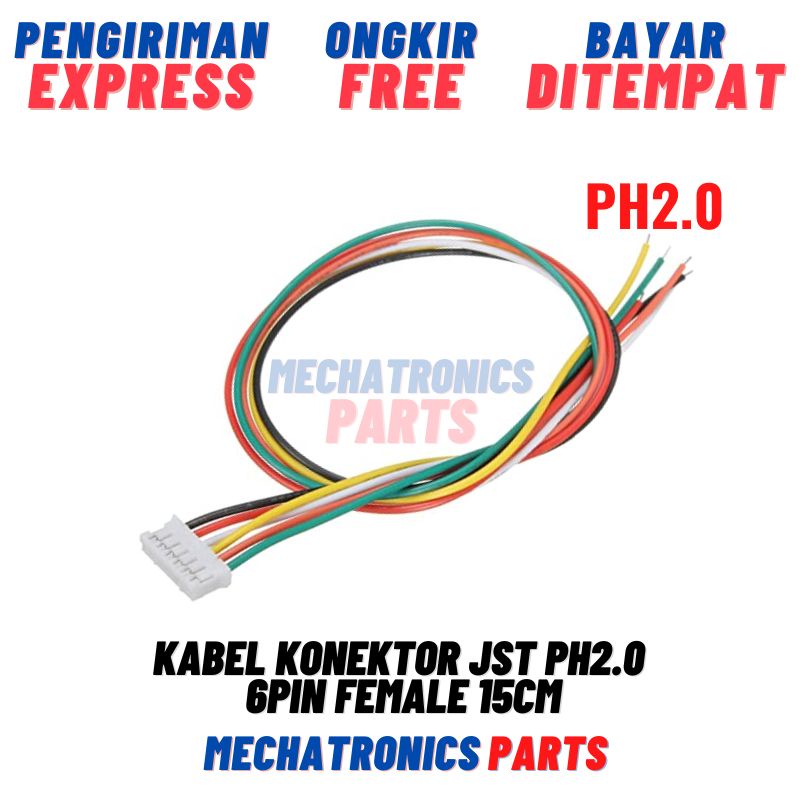 Kabel Konektor JST PH2.0 6Pin Female 15cm 6P PH 2.0mm PH2 Connector Socket