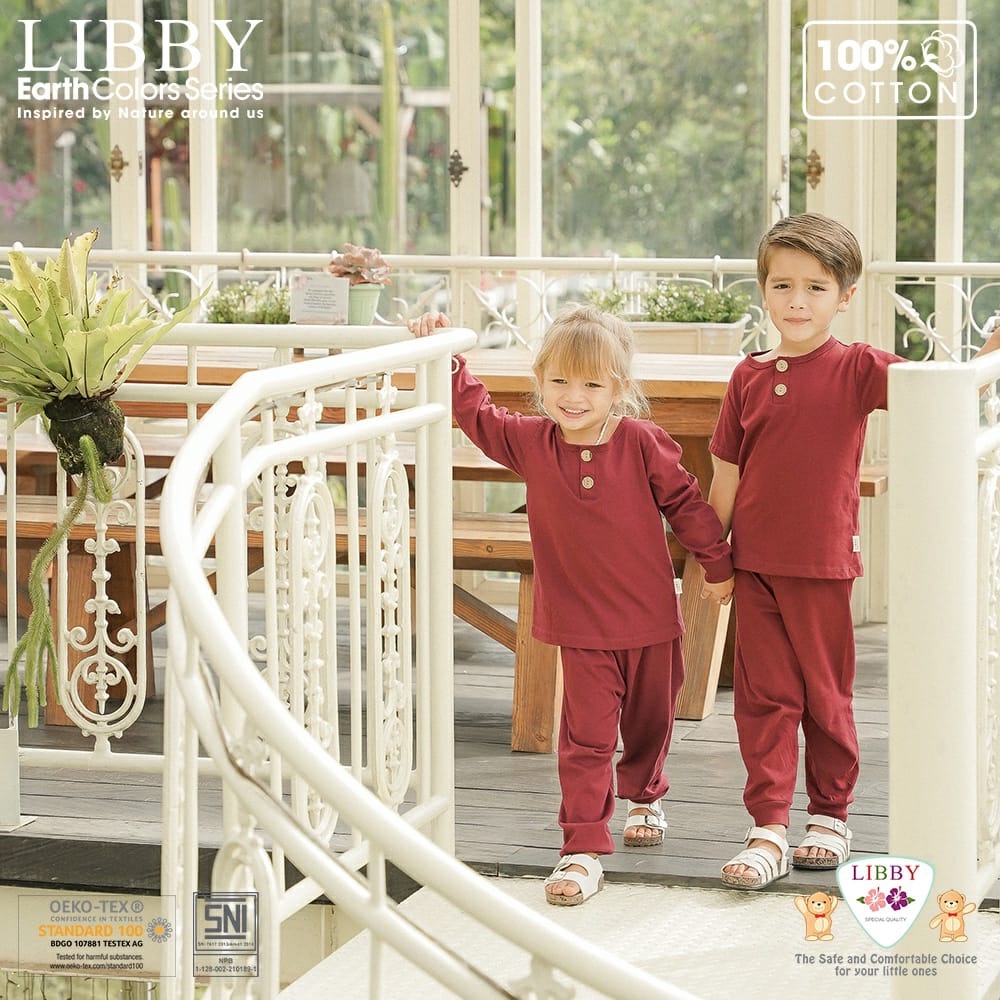 [9bln-4thn] LIBBY FAVE SET Earth Series Stelan Oblong Panjang + Celana Panjang Warna Polos FAVE SET