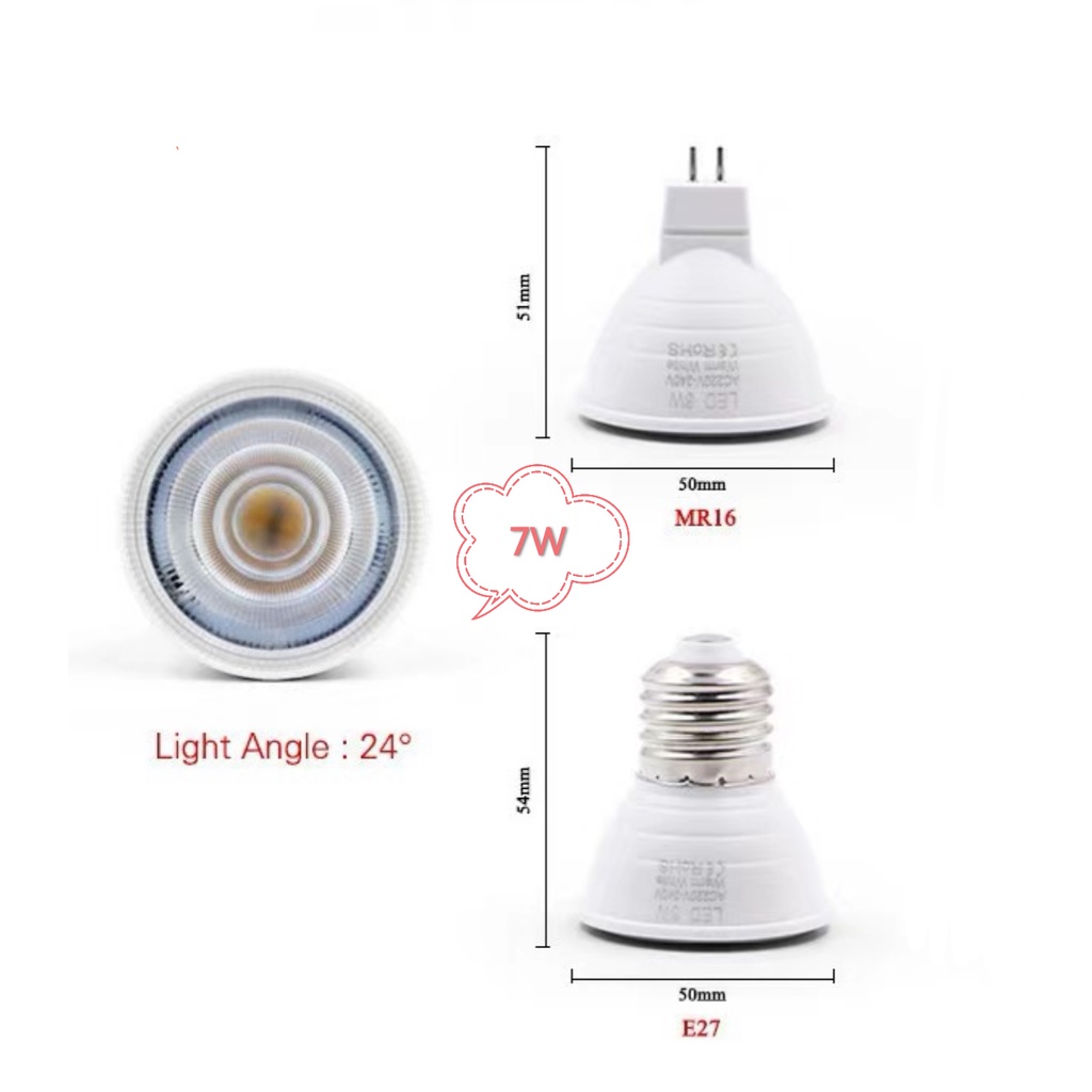 LAMPU HALOGEN SPOTLIGHT LED 7WATT FITTING E27 7 WATT COB SOROT 7W LAMPU SPOT LIGHT TUSUK 7W HOLOGEN