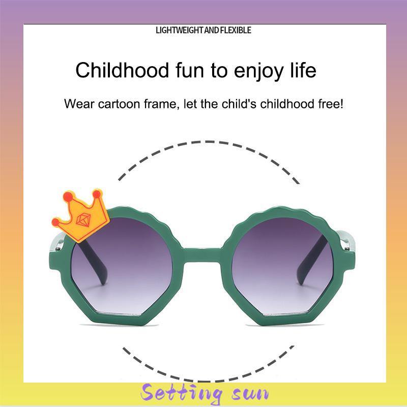 COD✨Kacamata Hitam Anak Kartun Bulat Crown Fashion Kacamata Untuk Anak-Anak TN