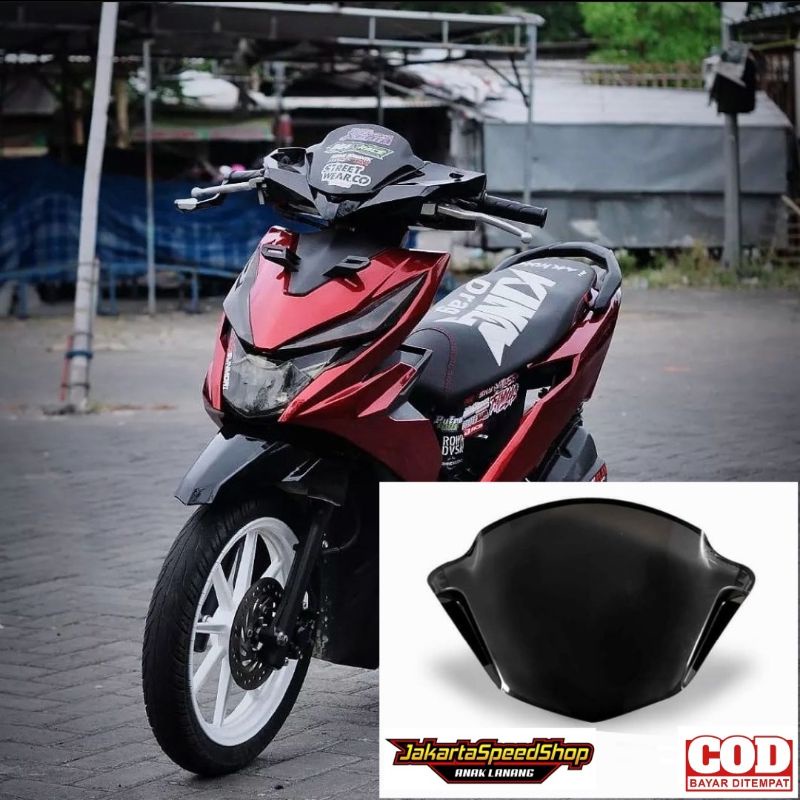 Visor variasi universal all new honda beat esp led bahan full akrilik hitam kilap pnp all new honda beat esp