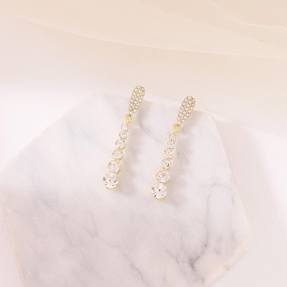 Mxbeauty Anting Wanita Zirkon Perancis Elegan Rumbai Manik-Manik Manis Perhiasan Fashion