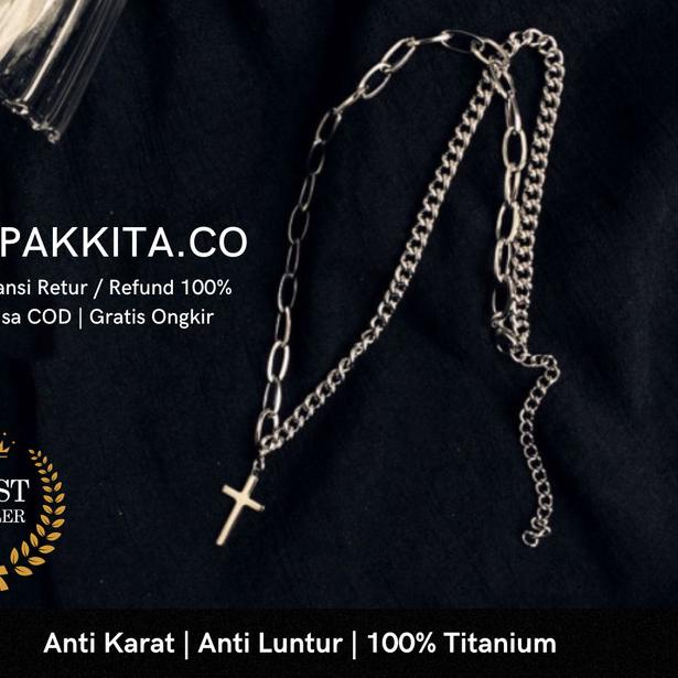 Kalung Salib Pria / Kalung Pria Salib Hitam / Kalung Salib Titanium