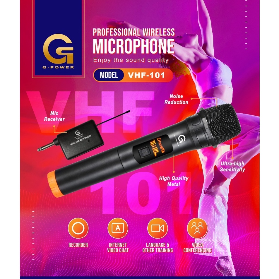 GPOWER MIC WIRELESS VHF 101 Professional Wireless Mic tanpa kabel